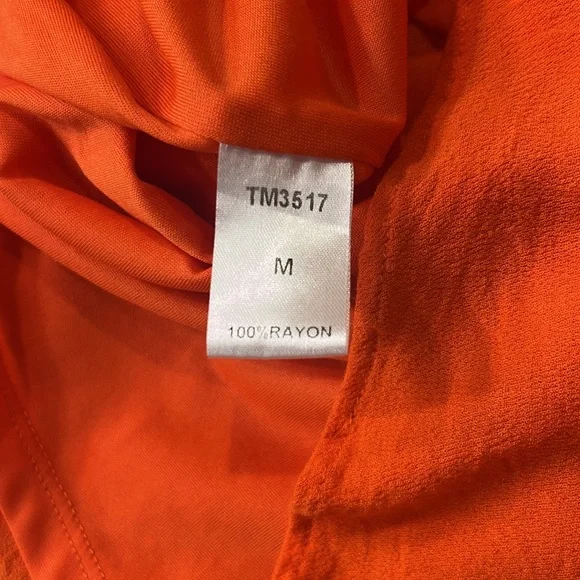 THML Embroidered Short Sleeve Boho Mini Tunic Dress Coral Size Medium - Picture 11 of 12